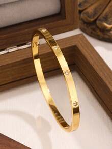 New High-Quality Stainless Steel Shell Zirconia Bracelet Jewelry, Suitable For Daily Wear - Gold - View 5