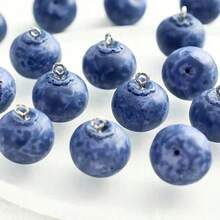 5/10/15pcs Cute 3D Blueberry Resin Fruit Charms - Realistic Glossy Simulated Berries With Natural Seed Texture, Vibrant Blue DIY Jewelry Making, Keychain Accessories, Earrings Findings & Handmade Crafts Beads (No Coating, Durable Resin) - Multicolor - View 9