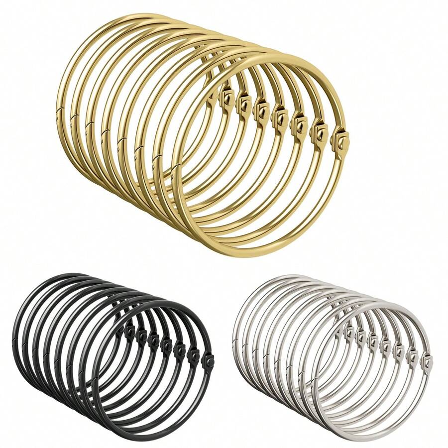 10Pcs/30Pcs/50Pcs Rust-Proof Curtain Rings, Shower Curtain Rings, Shower Curtain Hooks (Inner Diameter 5cm/2inch), Suitable For Most Curtains And Shower Curtain Tracks, Smooth Sliding, Metal Shower Curtain And Rod Use, Black, Gold, Silver