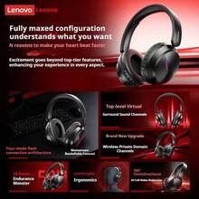 Lenovo EH140 Pro Wireless Gaming Headset Ultra Low Latency 3D Spatial Audio Noise Canceling Mic For PC PS5 Mobile - View 3