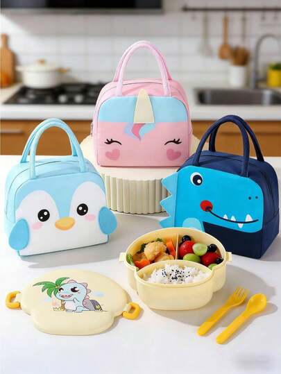 1pc Cartoon Bento Box, Microwave , Portable, Suitable For Salad, Rice Bowl, Ideal For Students And Office Workers, Fruit, Vegetable, Sandwich, Great For Meal Prep And Back To School Supplies