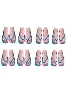 1/8/10双装3D人字拖袜，趣味新奇男女通用短袜，女士长筒袜 - 彩色 - 查看 9