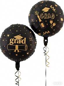 kumozawa 9pcs/Set 2026 Graduation Balloon Set, 18-Inch Graduation Balloons, Graduation Cap Balloons, Suitable For University And High School Graduation Party, 2026 Graduation Decorations - Black and White - View 2