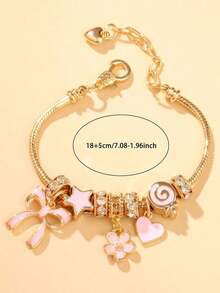 Fashionable Bowknot Candy DIY Handmade Bracelet, Small Accessory Design Bracelet, Gift For Girl, Pink Handmade Bracelet - 均碼 - 查看 2