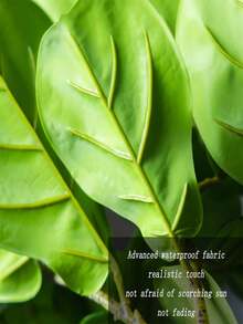Kmitang 64/122cm Large Artificial Banyan Tree Branches, Tropical Fake Ficus Tree, Green Plastic Simulation Banyan Leaves, Home Garden Wedding Indoor Outdoor Decor, 1pc (Excluding Planter) - Multicolor - View 9