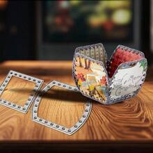 Creative Gift Box Dies, DIY Scrapbooking Album And Embossing Stencil, Greeting Card Making Tool, Card Paper Cutting Crafts ,Gift Card Making Template Die Cuts. - Silver - View 2