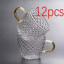 12pcs/6pcs/4pcs/2pcs Set Dragon Scale Patterned Glass Cup, 120ML Small Tea Cup, Luxury Cup, Whiskey Glass, Suitable For Tea, Coffee, Home, Office, Cafe - Clear - View 9