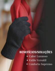 Lilas Inova Unisex Thick Wool Glove Autumn Winter High Quality - Black - View 4