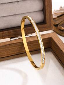 5pcs/Set New High-Quality Minimalist Elegant Luxury Bracelet, Women's Titanium Steel Material High-End Fashion Bracelet - Gold - View 10
