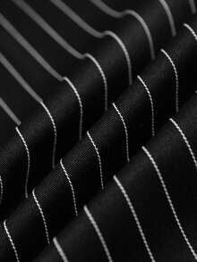 Loose Wide Leg Pants, Casual Vertical Striped Maxi Trousers, Fashionable Y2K Black Fine Striped Super Wide Leg Pants, Unisex Daily Street Style Leisure Long Pants, Suitable Gift For Husband/Boyfriend - Black and White - View 6