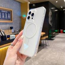 Transparent Magnetic Phone Case Compatible With IPhone 11, 13, 12 Pro Max, 14, 15, 16 Pro Max, 16e - White - View 1