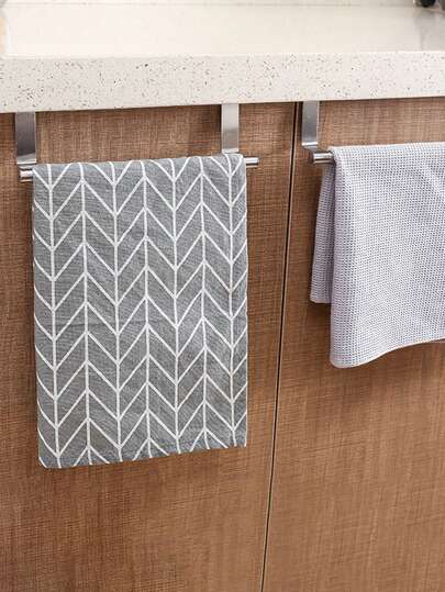 1 ชิ้น ชั้นวางผ้าเช็ดจานในครัวแบบมีตะขอ ไม่ต้องเจาะ สำหรับตู้และลิ้นชัก มีให้เลือกในสีดำ/เงิน/ขาว