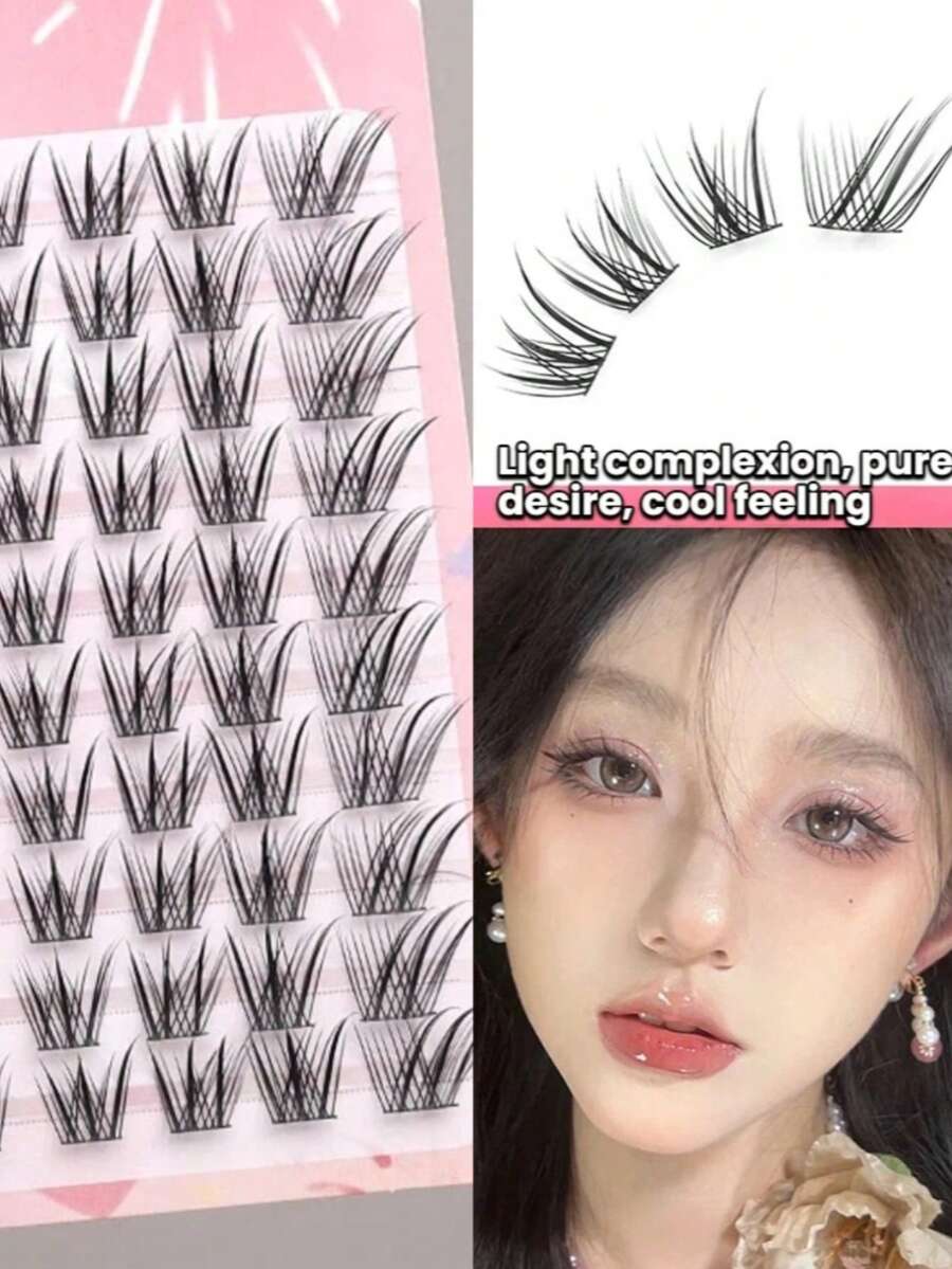 80片自然纤长飞扬假睫毛，卡通风格，适合日常、通勤、派对、约会等场合，新手友好，易于使用 - 查看 1