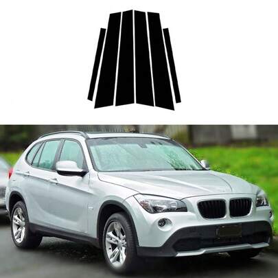 6 pezzi Adatto per BMW X1 E84 2010 2011 2012 2013 2014 2015 Coperture per montanti di finestra neri lucidi, adesivi per pannelli laterali delle portiere