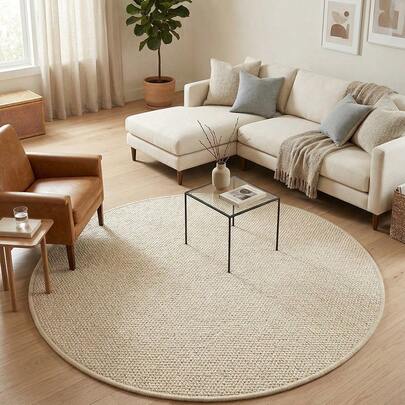 Tapete redondo lavável em imitação de juta, com estampa de pata de gato, base antiderrapante em TPR, resistente ao desgaste, dobrável e fácil de guardar. Ideal para sala de estar, mesa de centro, quarto e banheiro. Disponível em vários tamanhos.