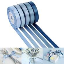 5pcs Mixed Color 3/8 Inch Wide Premium Double-Sided Satin Ribbon, Suitable For Wedding Gift Packaging, Bridal Shower Decoration, Bouquet DIY Crafts, 5 Colors X 10 Yards - Blue - View 8