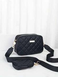 1 Set Girls' Fashion Quilted Mini Shoulder Bag With Coin Purse, Rhombus Pattern Crossbody Bag, Detachable Strap, Ideal For Daily Use, Party, And Gift - Multicolor - View 4