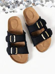 Sandalias de plataforma con punta abierta, cómodas y versátiles, de suela gruesa y estilo retro, ideales para uso casual y al aire libre en primavera y verano - Negro - Ver 6