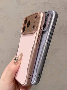 Étui de téléphone rose de luxe compatible avec iPhone 17 Pro Max/17 Pro/17/16 Pro Max/16/16 Pro/15/15 Pro Max/15 Pro/13/14 Pro Max/14 Pro/14 Pro Max, coque rigide, design minimaliste et créatif - Or rose - Voir 11
