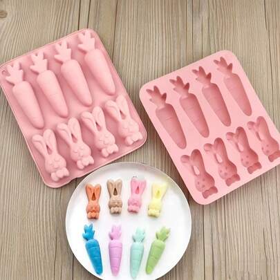 1 Rabbit Carrot Cake Mold, Easter Themed Chocolate And Candy Mold, Long Ice Cream Bucket