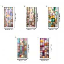 1/5pcs Set Static Frosted Glass Film, 3D Textured Colorful Block Privacy Blocking Anti-UV Removable Glass Sticker, Suitable For Bathroom, Kitchen, Living Room Glass Doors - Multicolor - View 3