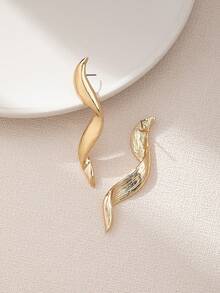 1 par de aretes geométricos para mujer - Amarillo Oro - Ver 4