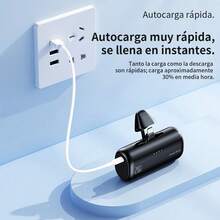 Batería Portátil del Tamaño de un Lápiz Labial - Mini Power Bank de 8000mAh - Cargador Portátil de Doble Conector - Listo para Usar - Compatible con Todas las Marcas de Teléfonos Inteligentes - Carcasa en Tonalidades Morandi - Refinada y Hermosa - Una Elección Perfecta para Regalos en Fiestas de Cumpleaños y Navidad. - negro - Ver 5