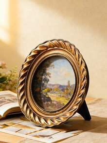 复古树脂相框 - 优雅复古金色椭圆形相框，适合桌面摆放，也适用于卧室、客厅和门厅装饰，用来展示家庭照片、婚礼纪念品和艺术印刷品。轻巧的经典扭曲设计，提升家居美感。 - 彩色 - 查看 5