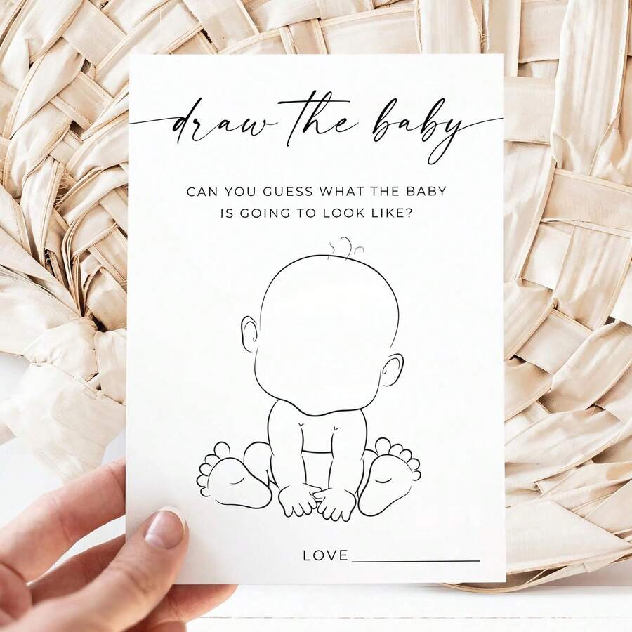 20/40 Pcs Draw The Baby Shower Game, Minimalist Party Shower Activity, Suitable For Baby Shower, Birthday Party, Gender Reveal(2 Type Available) - Multicolor - View 1