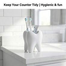 1pc Tooth-Shaped Toothbrush Holder, Can Be Used As Bathroom Accessory, Toothpaste Holder, Or Desk Organizer. This Tooth-Shaped Pen Holder Is Ideal As A Small Dental-Themed Gift - multicolour - View 4