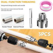 3件套管螺纹切割器 | 适用于1/2英寸PPR内外螺纹切割，包含模具、工具和胶带，适用于四支或六支水管，带钢丝钳，内外钢丝钳，钢丝钳工具，塑料管 - 多色 - 查看 11