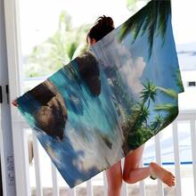 1 khăn tắm biển in hình cây dừa, mềm mại, thoải mái, nhẹ, thích hợp cho du lịch, bơi lội, lặn biển, lướt sóng, yoga, cắm trại và các phụ kiện bãi biển khác. - SSTJ10645 - Xem 9