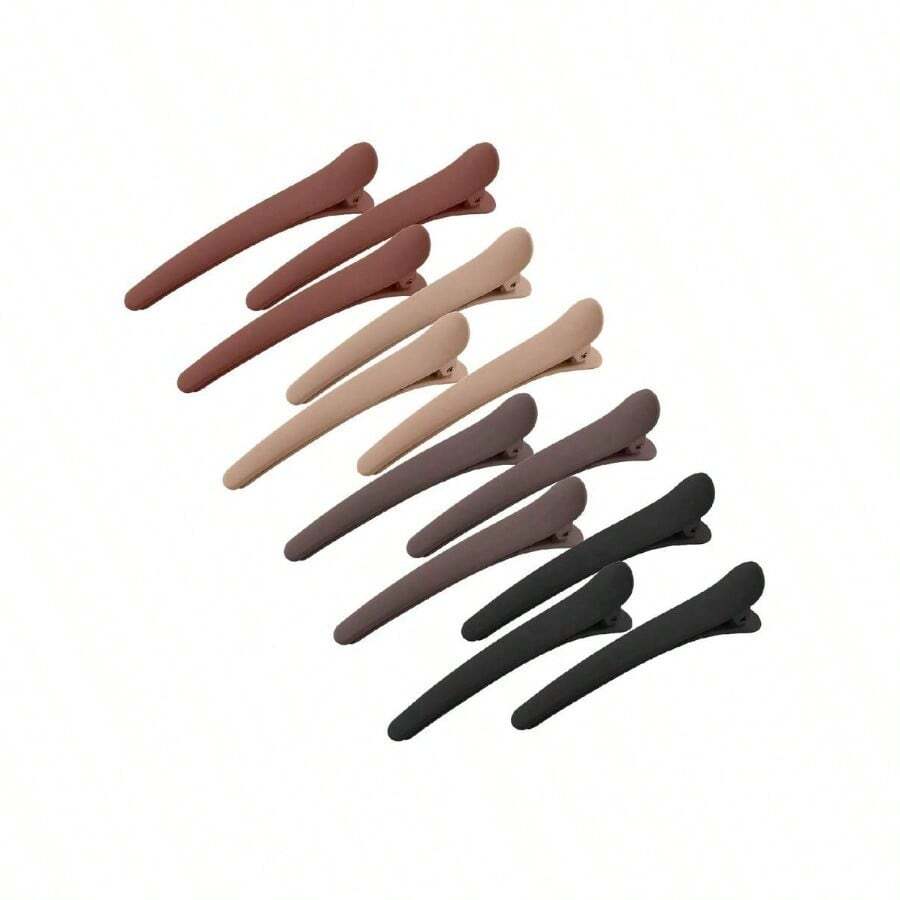 NEW12pcs/Set Multicolor Large Size Hair Clips For Women's Everyday Hairstyling Hair Styling Tools Hair Accessories - 黑色 - 查看 1