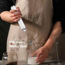 Rechargeable Electric Milk Frother, 3-Speed Handheld Coffee Mixer With 2 Whisks & Stand, Portable Foam Wand For Latte Cappuccino, Home Office Barista Gift - White - White - View 5