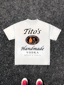 1Pcs Tito's Vodka Print TShirt, Handmade Award Winning 100% Cotton TShirt Men's Graphic TShirt Summer Cool Style TShirt Perfect Gift - 白色 - 查看 8