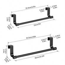 不锈钢厨房橱柜门毛巾架，多功能毛巾杆，衣架 - 黑色 - 查看 7