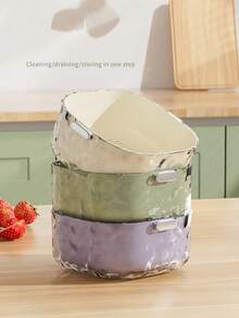 Bộ 3 rổ lọc hai lớp họa tiết băng đá, rổ rửa rau củ bằng nhựa PP có tay cầm bạc bản rộng, rổ lọc trái cây có thể xếp chồng lên nhau, dụng cụ lọc đa năng dùng trong nhà bếp để lọc cơm, mì, salad, và sử dụng được trong máy rửa chén. - Nhiều màu - Xem 9