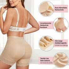 Butt Lifting Shorts With Padded Panties And Lace - 米色 - 查看 2