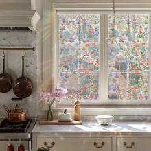 1/3pcs Colorful Privacy Window Film, Floral & Plant Themed Static Cling Window Sticker, Reusable, Suitable For Bathroom, Kitchen, Bedroom, Balcony And Home Decor - Multicolor - View 7
