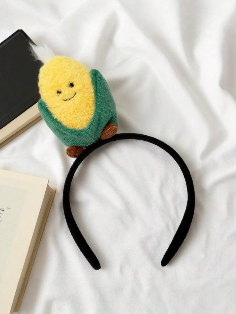 1件装蔬菜水果毛绒吸睛包包头箍小众设计头饰支持卡通宽边定制 - 彩色 - 查看 1