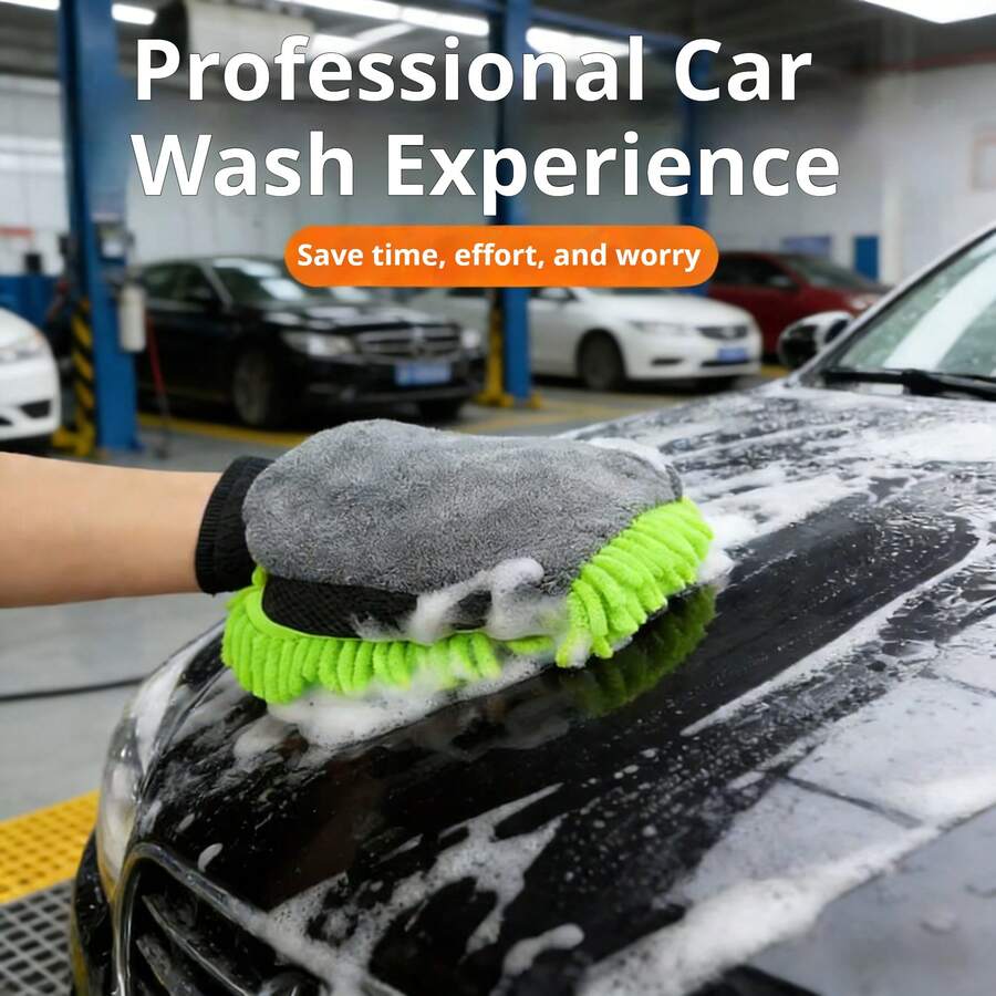 Microfiber Car Wash Gloves, Scratch-Resistant, Foam-Rich, Highly Absorbent, Double-Sided, Suitable For Car Washing, Car Wash Accessories