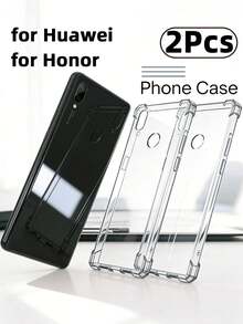 2pcs Thick Anti-Fall TPU Transparent Phone Case For Huawei And Honor, Shock-Proof High Transparency Case, Minimalist Durable Anti-Scratch Soft Cover For Huawei And Honor - Clear - View 129