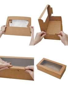5pcs/10pcs White Square Window Bread Box, White Cardboard Material Cookie Box With Window, Kraft Paper Square Window Cake Box Suitable For Pastries, Pies, Muffins, Chocolates, Strawberry Cookies - View 7