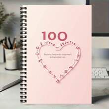 100-Page Romantic Heart Pattern Spiral Notebook, Pink Warm Cover Printed "100 Citas Juntos", Suitable For Work Records, Study Notes, Daily Plans, Also A Thoughtful Gift For Graduation, Birthday And Other Occasions, Suitable For Diary Writing And Memo - A - View 5