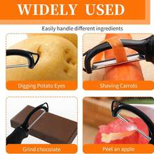 Premium Rotary Vegetable Peeler, Soft Grip Handle And Ultra-Sharp Stainless Steel Blade - Perfect Kitchen Peeler For Vegetables, Fruits, Potatoes, Carrots, Apples - Black - Multicolor - View 6