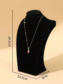1pc Black Velvet Necklace Display Stand, Jewelry Necklace Holder Rack For Counter, Showcase, Jewelry Organization,Room Decor,Model Necklace Display Stand, Velvet Mannequin Neck Jewelry Pendant Hanger Rack, Window Showcase Jewelry Exhibition Props Back To School Jewelry Display Stand With Drawer Box For Earrings, Necklaces And Jewelry Storage, Featuring A Wooden Base, Desktop Storage Box And Multi-Functional Hanging Storage Rack,Mother's Day Gift. - 黑色 - 查看 4