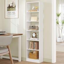 HaluPeit Bibliothèque, Étagère de Rangement, Meuble, Cube, pour Salon, Bureau, Chambre, Style Scandinave, 24 x 50 x 183 cm, Blanc - Blanc - Voir 2