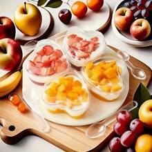 2 piezas Tazas con forma de corazón, tazas de postre con forma de corazón, tazas para mousse, tazas para pasteles, tazas para helado, tazas pequeñas, tazas de postre elegantes reutilizables, suministros para camping, suministros para fiestas, reuniones con amigos, cenas familiares - Ver 3