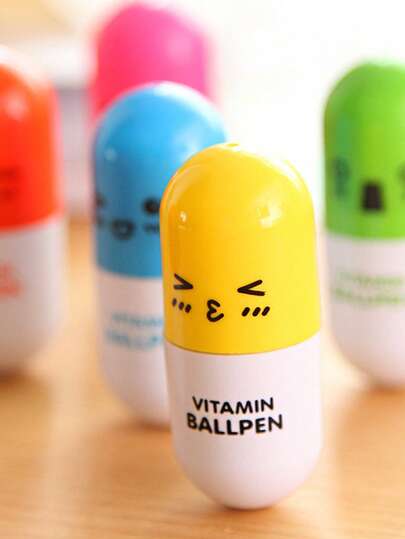 6/12/24pcs Random Styles And Colors Vitamin Pill Ballpoint Pen - Novelty Retractable Gift Ball Pen With Smiling Face - Cute Cartoon Emotion Ball Pen - Creative Cartoon Capsule Pen - Fun Writing Tool - Pharmacy & Nurse Gift