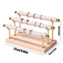 Giá trưng bày nhẫn ba tầng - Giá đựng trang sức bằng nhung có thể tháo rời, kiểu dáng sang trọng với hai đầu mạ vàng, thích hợp cho nhẫn cưới - Giá để cất giữ và sắp xếp đồ trang sức. - giá đỡ trưng bày nhẫn - Xem 3